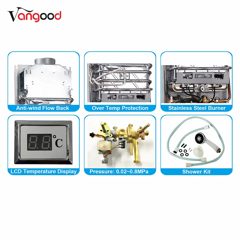 Professional Design Most Efficient Water Heater -
 LPG Geyser Propane Boiler On Demand Hot Instant Tankless Gas Water Heater – Vangood detail pictures