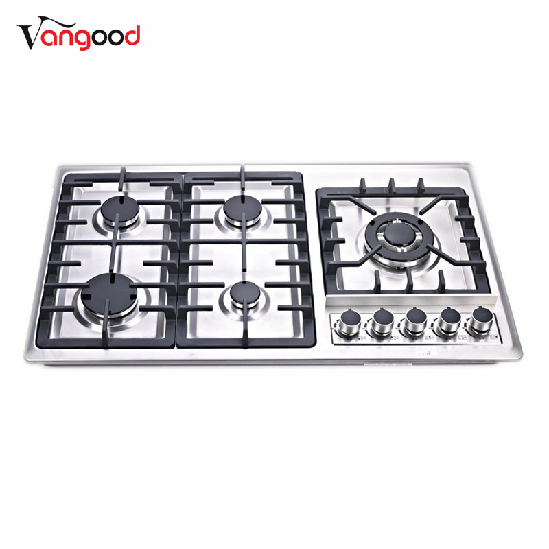 Factory directly China Brazil Built-in 5 Burner Glass Surface Copper Burner Gas Hobs