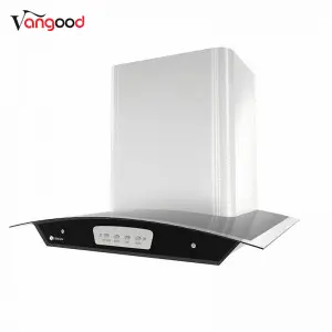 Curved Glass Kitchen Suction Copper Motor Chimney Cooker Hood