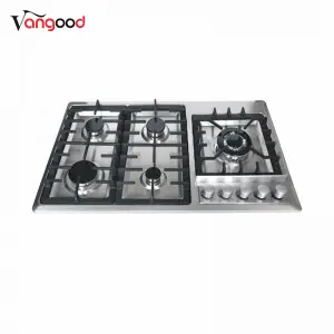 Kitchen Home Appliance 5 Burner Gas Hob with Stainless Steel Panel