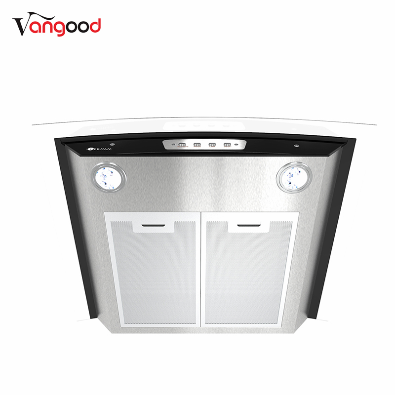 Professional China Kitchen Hoods -
 Curved Glass Kitchen Suction Copper Motor Chimney Cooker Hood – Vangood