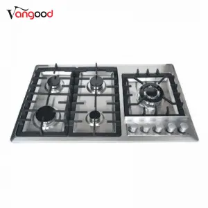 Kitchen Home Appliance 5 Burner Gas Hob with Stainless Steel Panel