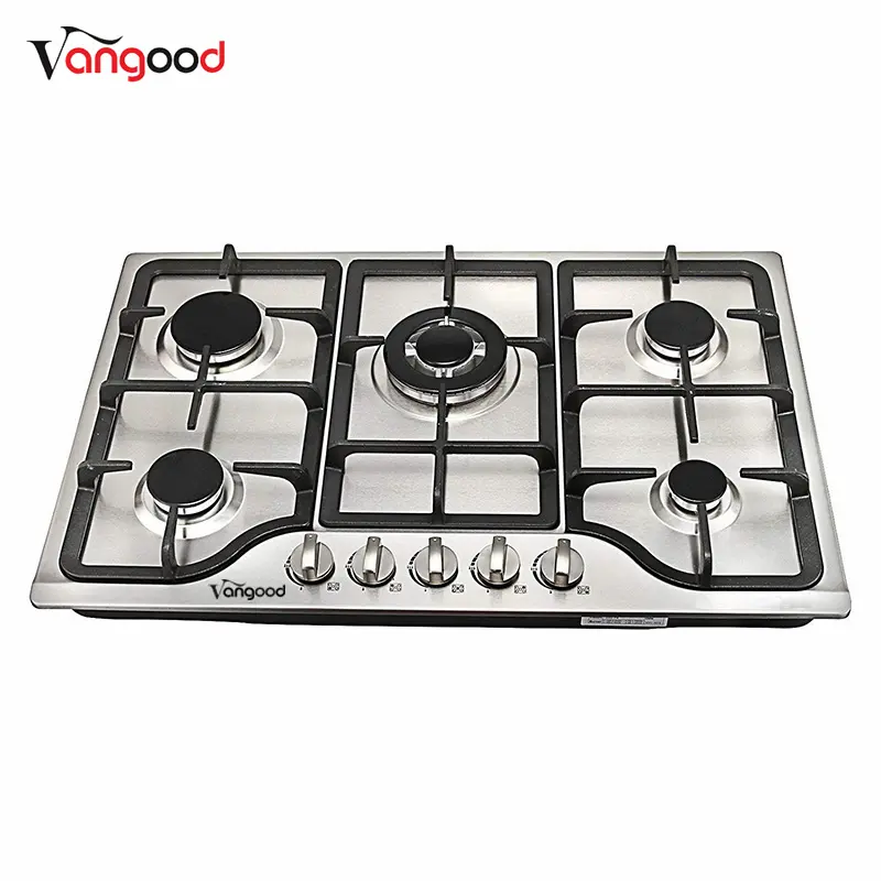 Stainless Steel Countertop Table Cooker Lpg Stove 5 Burner Gas Hob