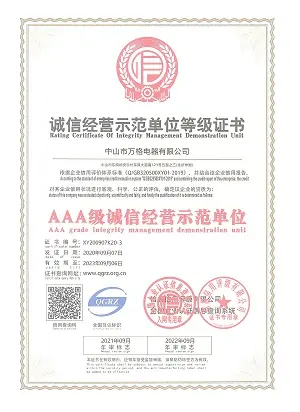 诚信经营示范单位