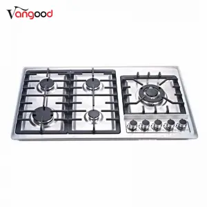 Kitchen Home Appliance 5 Burner Gas Hob with Stainless Steel Panel