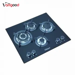 Glass Top Automatic Butane Kitchen Cooktop 4 Burner Gas Stove