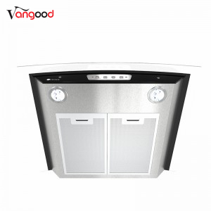 Curved Glass Kitchen Suction Copper Motor Chimney Cooker Hood