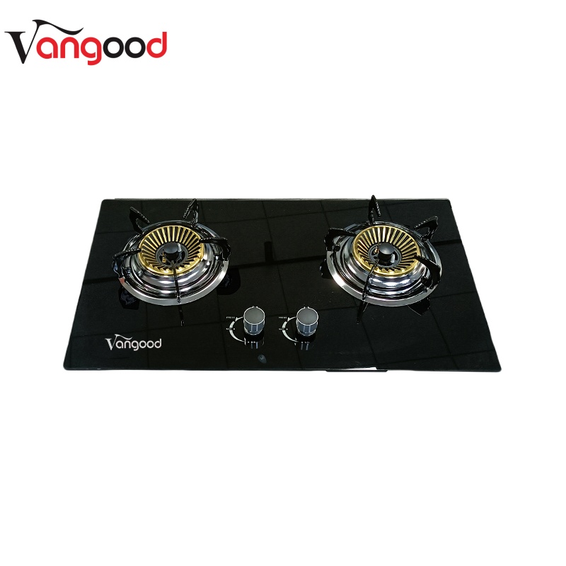 2-Burner Built-In Gas Cooktop with Glass Top Modern Kitchen Stove
