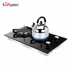 Glass Built-in Double Cooker Burners Cast Iron Domino Gas Hob