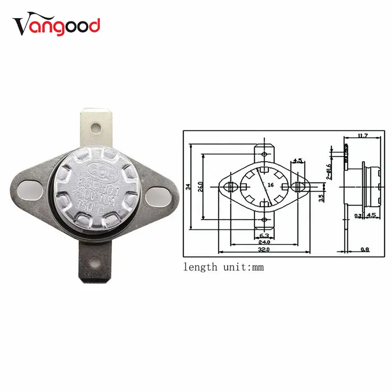 Chinese Professional Hot Water Heater Parts Near Me -
 Ceramic Thermostat Ksd301 Normally Closed Temperature Control Switch – Vangood