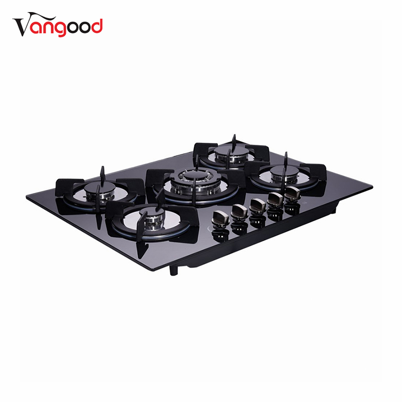 Top Suppliers Cast Iron Gas Burner -
 Glass Top 5 Burner Kitchen Built In Countertop Cooking Gas Stove – Vangood