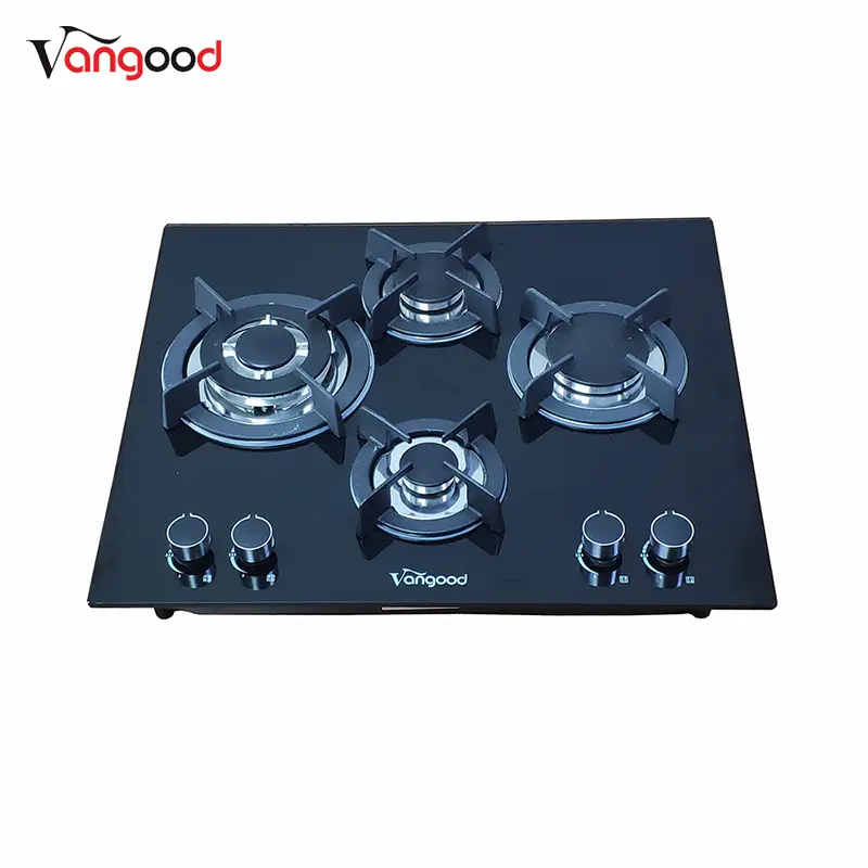 Quality Inspection for Gas On Glass Hob 5 Burner -  Glass Top Automatic Butane Kitchen Cooktop 4 Burner Gas Stove - Vangood