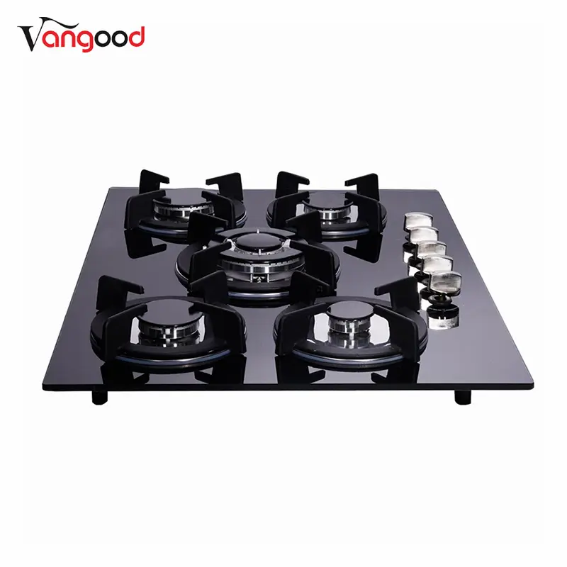 Top Suppliers Cast Iron Gas Burner -
 Glass Top 5 Burner Kitchen Built In Countertop Cooking Gas Stove – Vangood
