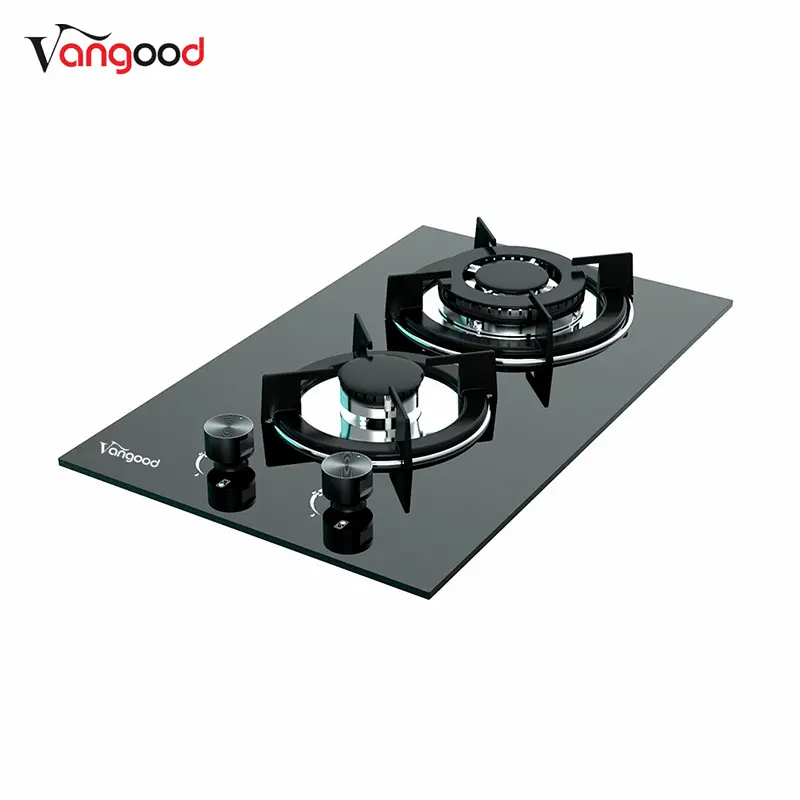 Glass Built-in Double Cooker Burners Cast Iron Domino Gas Hob